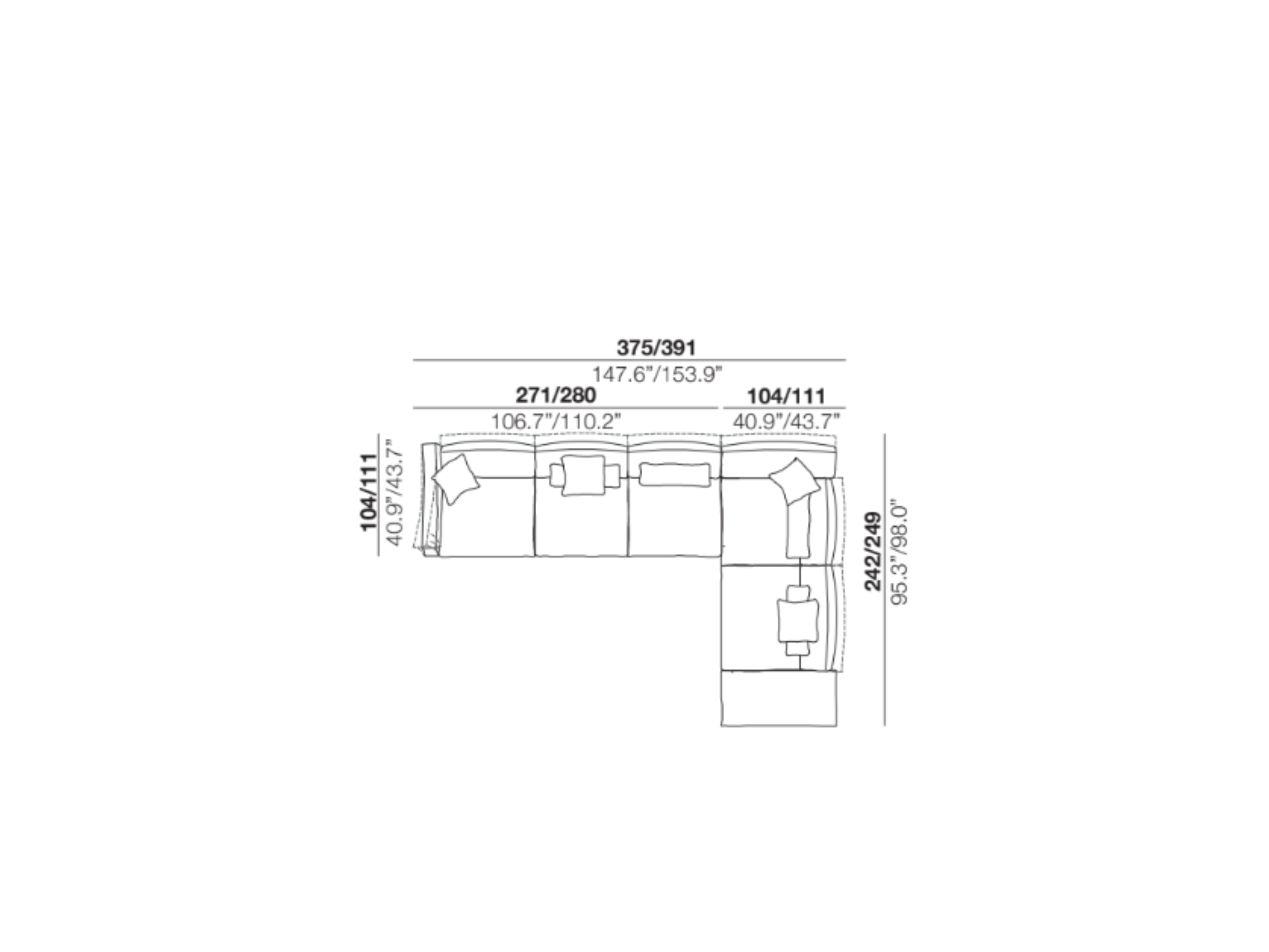 Chapeau Sectional Sofa, Cm. W 391