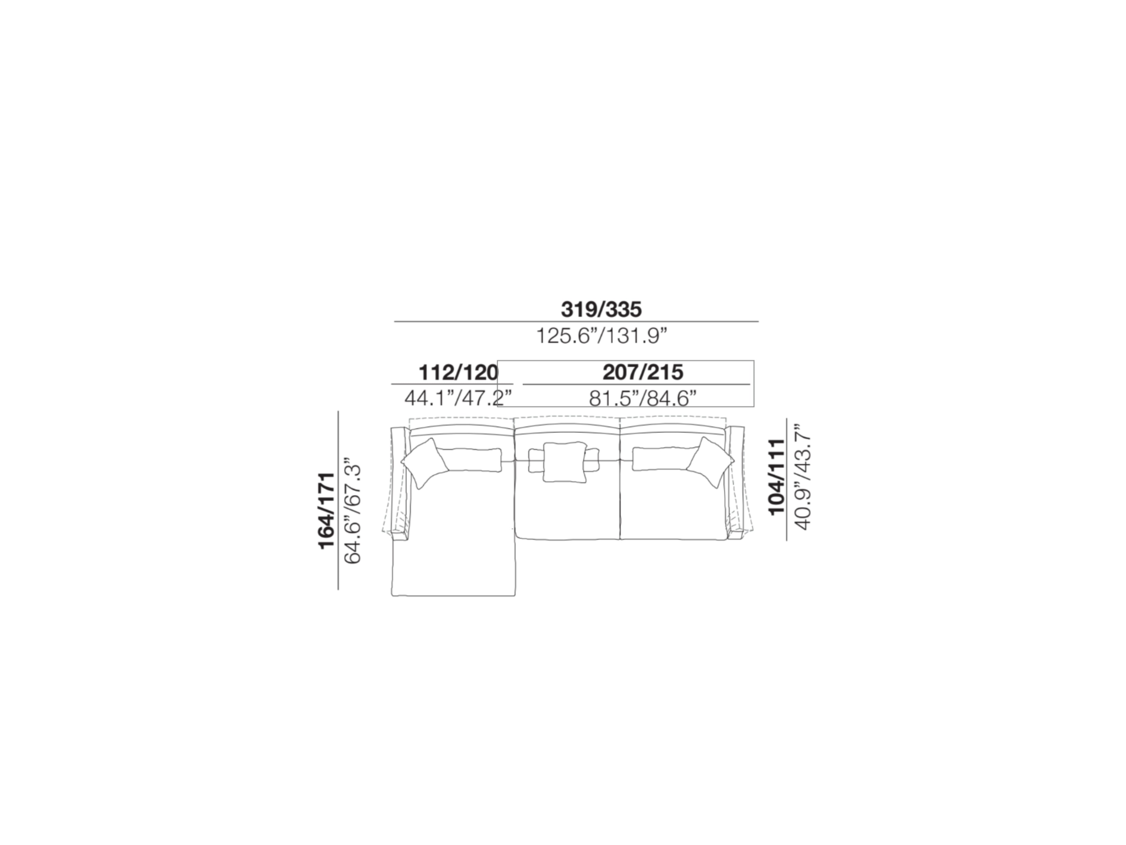 Chapeau Sectional Sofa, Cm. W 355